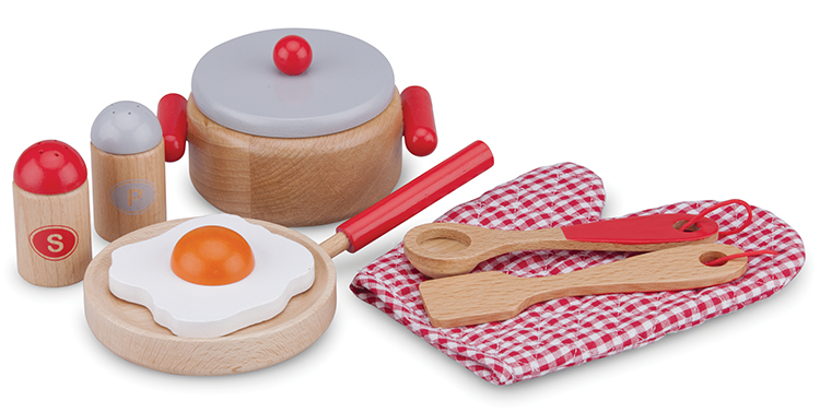 New Classic Toys Küchen-Set aus Holz, Rot - Spiel Essen und
